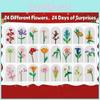 Calendário do Advento Contagem Regressiva de Natal com Buquê de Flores Caixa Surpresa Conjunto de Blocos com Diversão DIY para Decoração de Casa nas Festas