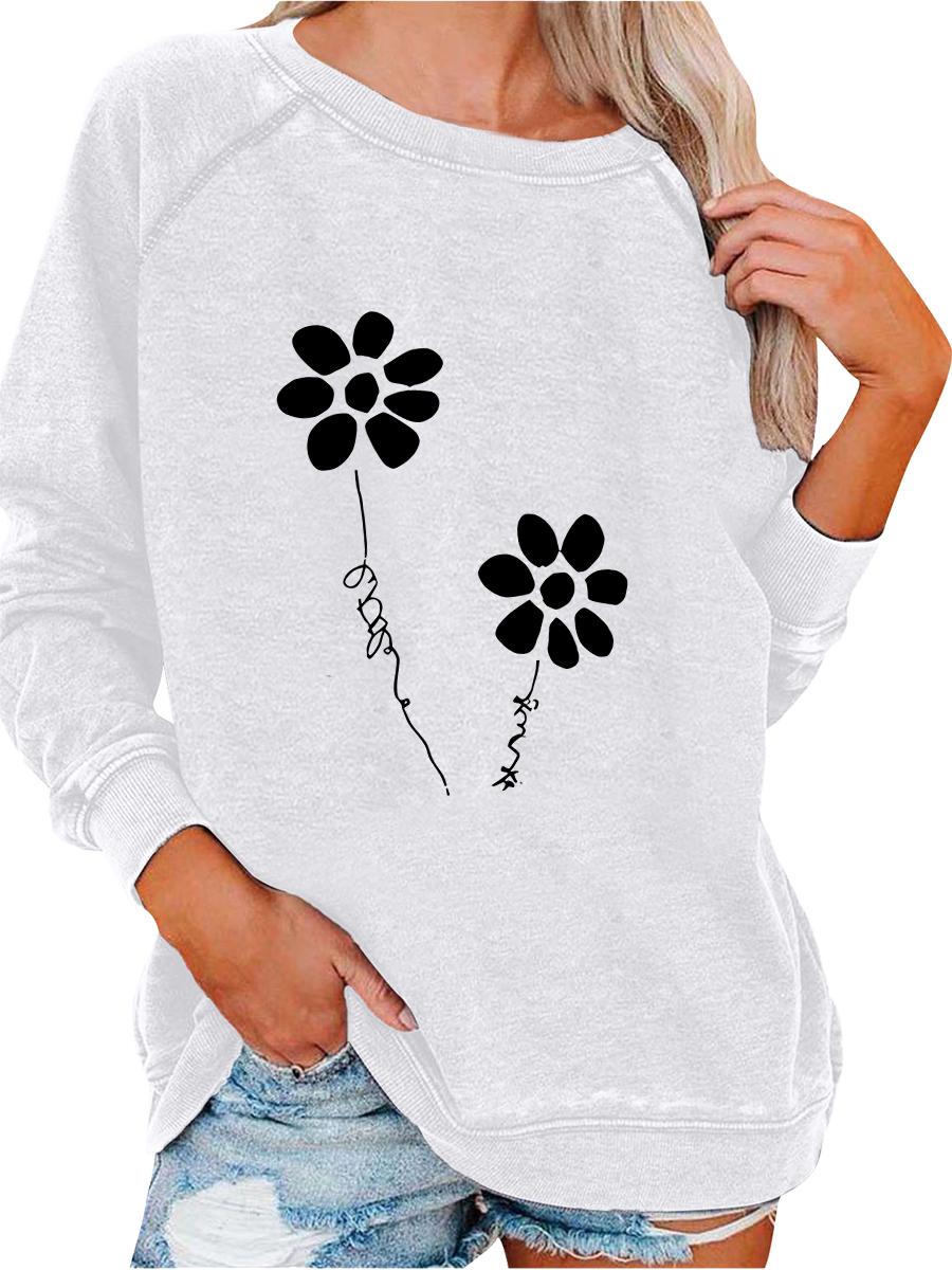 Женский пуловер оверсайз, универсальный топ, женский свитшот на весну/осень, модный топ с принтом S