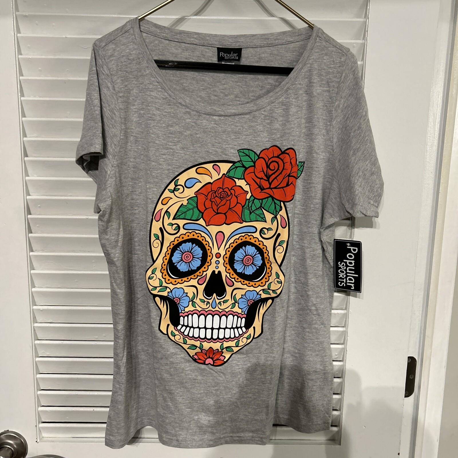 Sugar Skull Graphic T-shirt Tee 2XL Junior Plus S