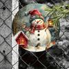 Round Snowman Metal Tin Sign 7.87x7.87 inch Reusable Wall Art for Christmas Bar Winter Home Yard Decor Mixed Color