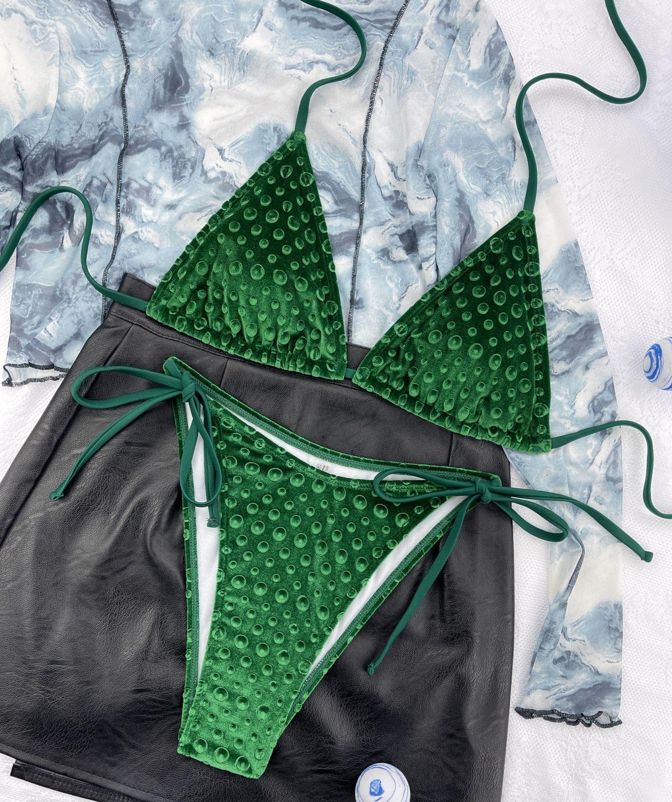 

Женский купальник, однотонный купальник с завязками на шее, сексуальные завязки по бокам, бикини с высокой талией, пляжная одежда, купальные костюмы S зелёный