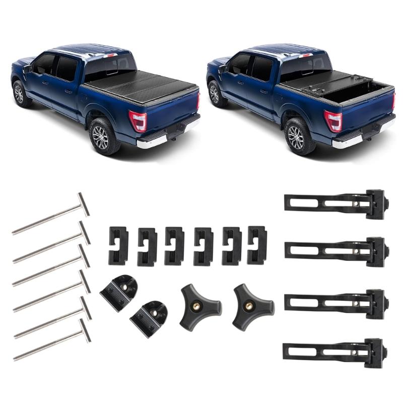 Truck Tonneau Cover Fixing Replacement Parts for Hard -fold Tonneau Cover Include T-Bolt, Rear Clamp, Front Clamp