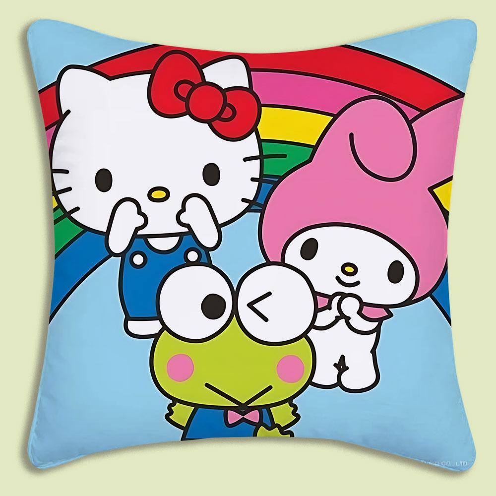 Cartoon Cute Hello Kitty Pillow Covers Cartoon Sofa Decorative Home Double-Sided Printing Short Plush Cute Cushion Cover