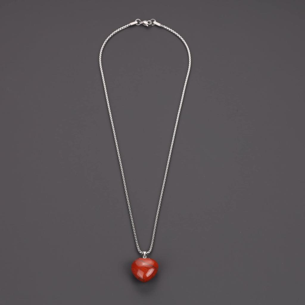 Heart Red Jasper Lucky Charm Necklace for Women [Koai]