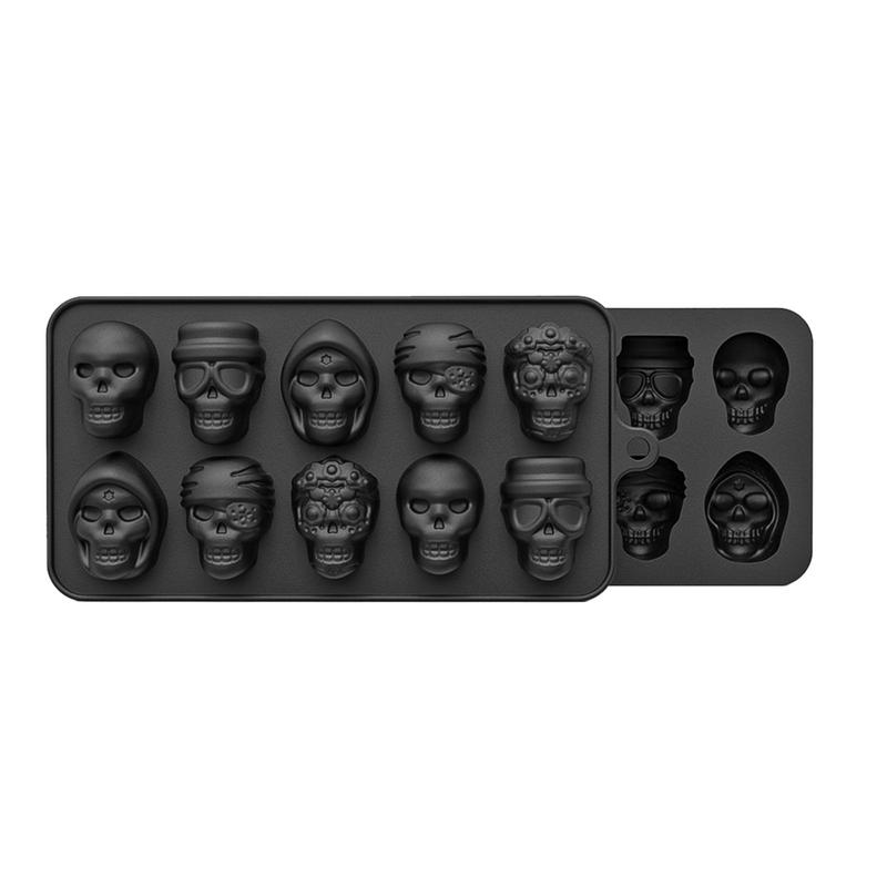 Skull Cookie Mold 10-cavity Halloween Silicone Cake Molds Halloween Kitchen Baking Pan For Cookie Pudding Chocolate Pastry