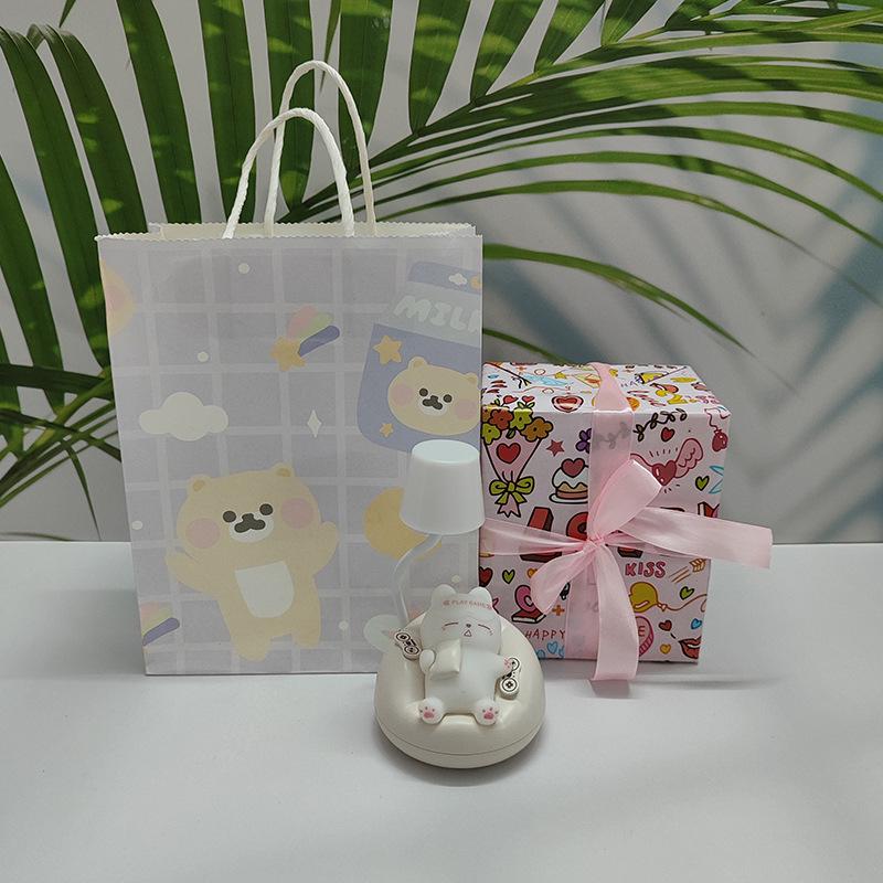 Soft Sleeping Cat Night Light: Adjustable 3-Level Eye Protection, Ideal for Bedside and Breastfeeding.