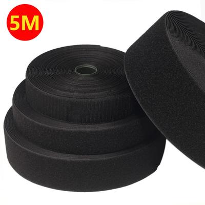 Non-Adhesive Hook and Loop Stickless Fastener Tapes Magic Nylon Straps DIY Sewing Accessories 20/25/30/50mm Black 5Meters/Pair
