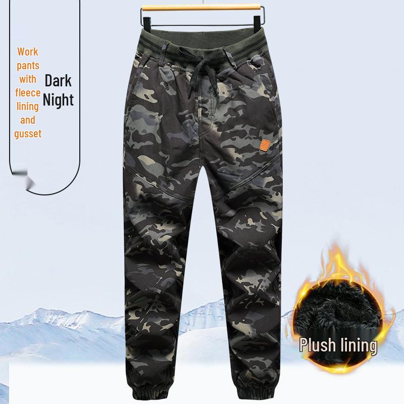 

Men s Slim Fit Warm Camouflage Work Pants - Autumn/Winter Elastic Ankle Casual Size 175 [Recommended 60-70 kg]