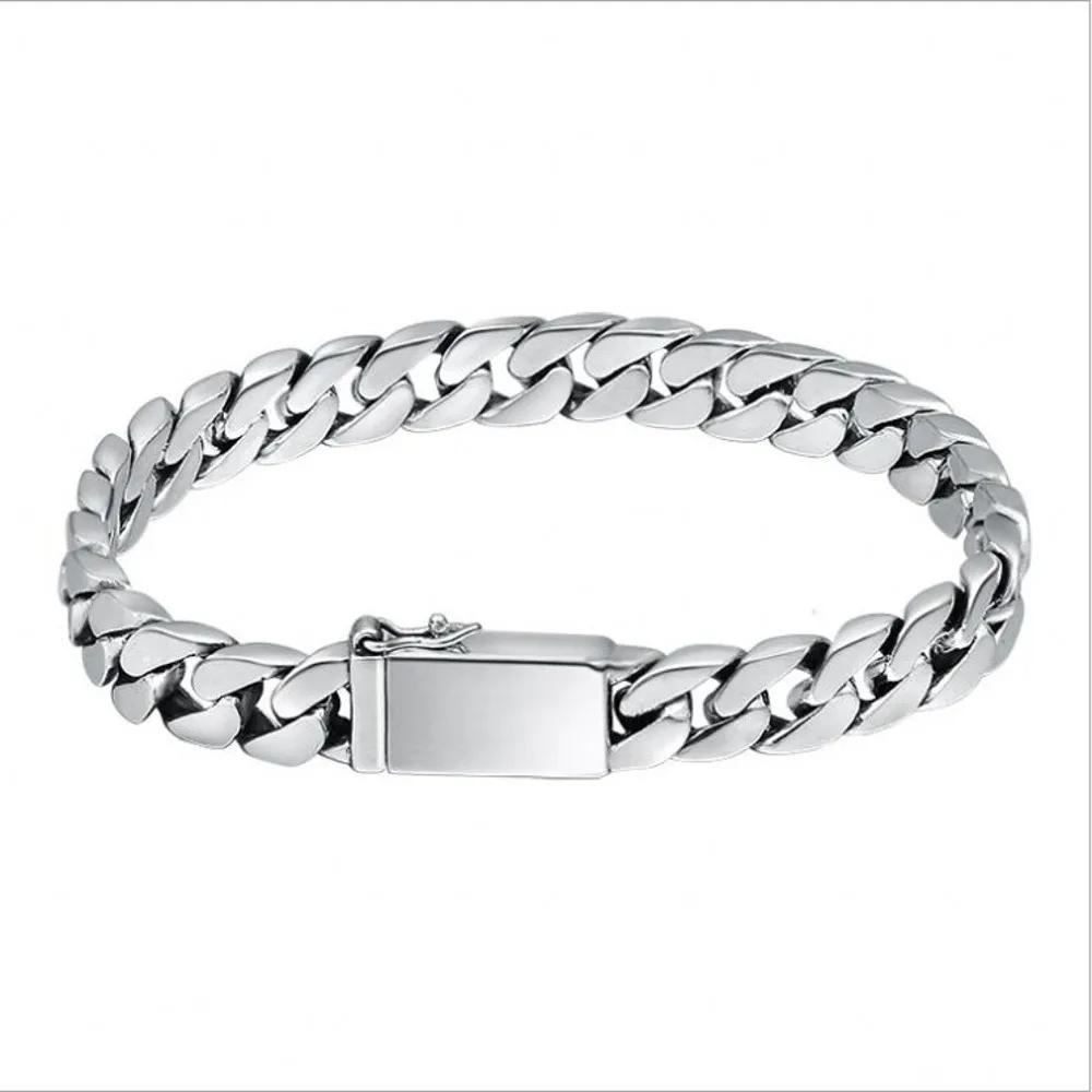 100% S925 Silver Bracelet 8MM Punk S925 Silver Jewelry Never Fade Carry Men Women Jewelry Gifts