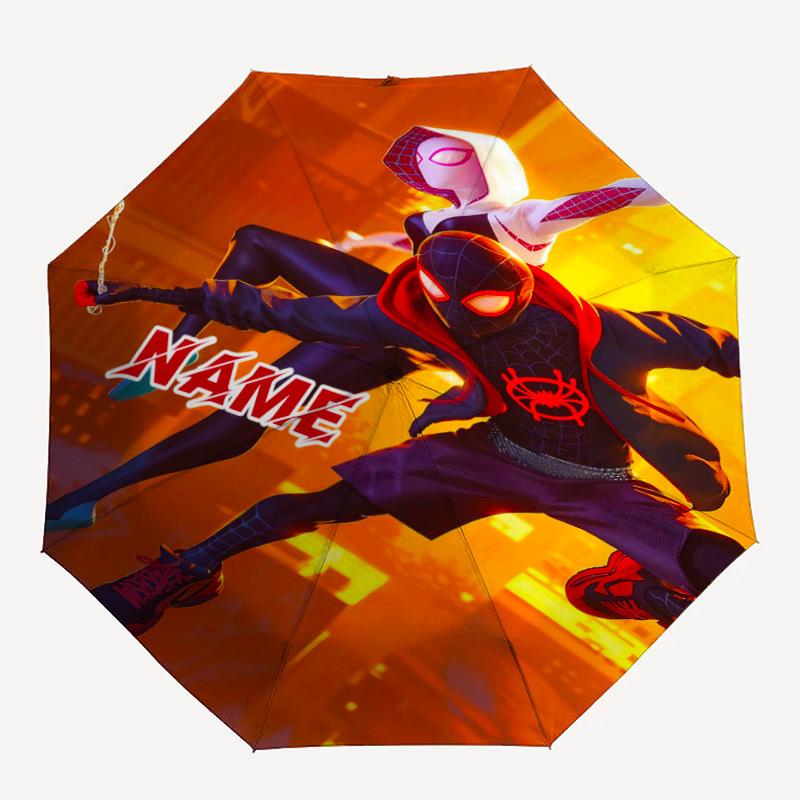 

1PC SpiderMan, Miles Morales Custom Name Automatic Open/Close, 8-Rib Durable Frame Compact Travel Umbrella for Men & Women D1222081