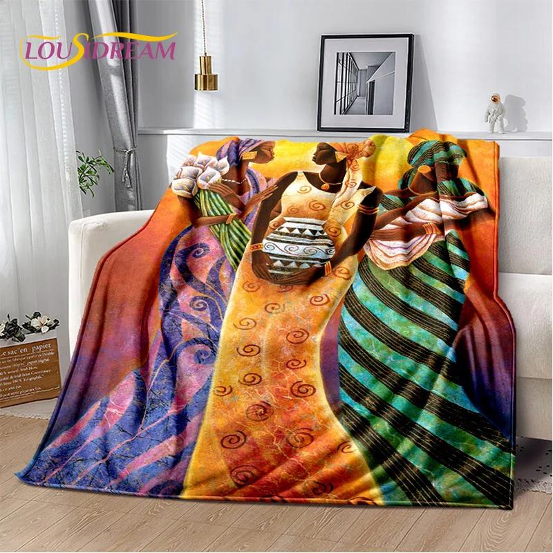 Classics Cartoon Africa Ethiopian Painting Art Blanket,Soft Throw Blanket for Home Bedroom Bed Sofa Picnic Office Travel Cover