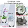 Meshpot 12 Cm Plastic Orchid Pot Inner Clear Orchid Planter Double Layer Good Outlooking Plants Container Garden Accessories