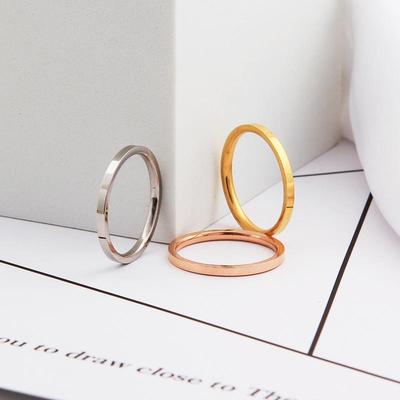 European & American 18K Titanium Steel Ring for Women - 2mm Inner Ball with Outer Flat Surface, Elegant Japanese & Korean-Inspired Design.