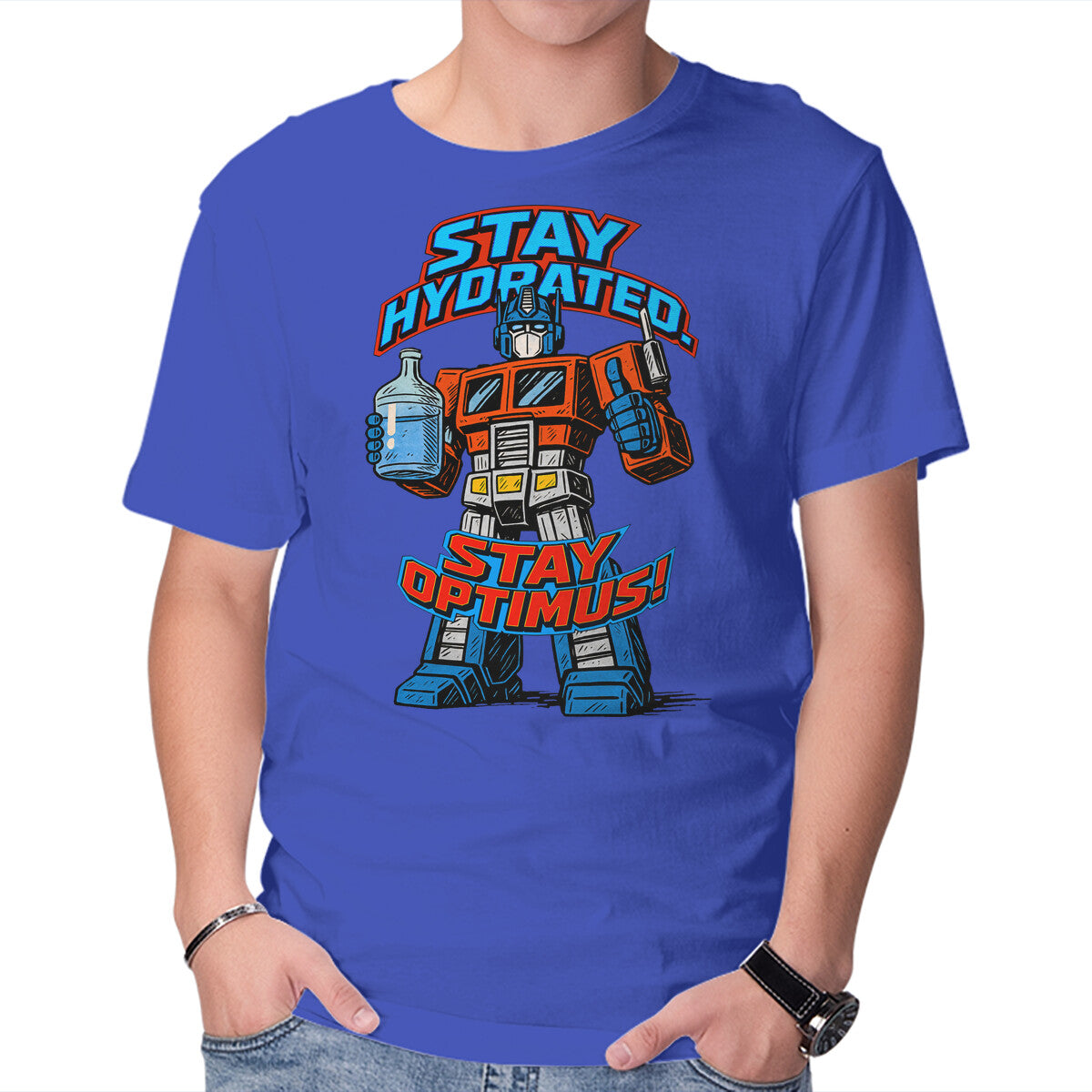 Unisex Crew Neck T-Shirt Stay Optimus Graphic Short Sleeve Casual Tee XL