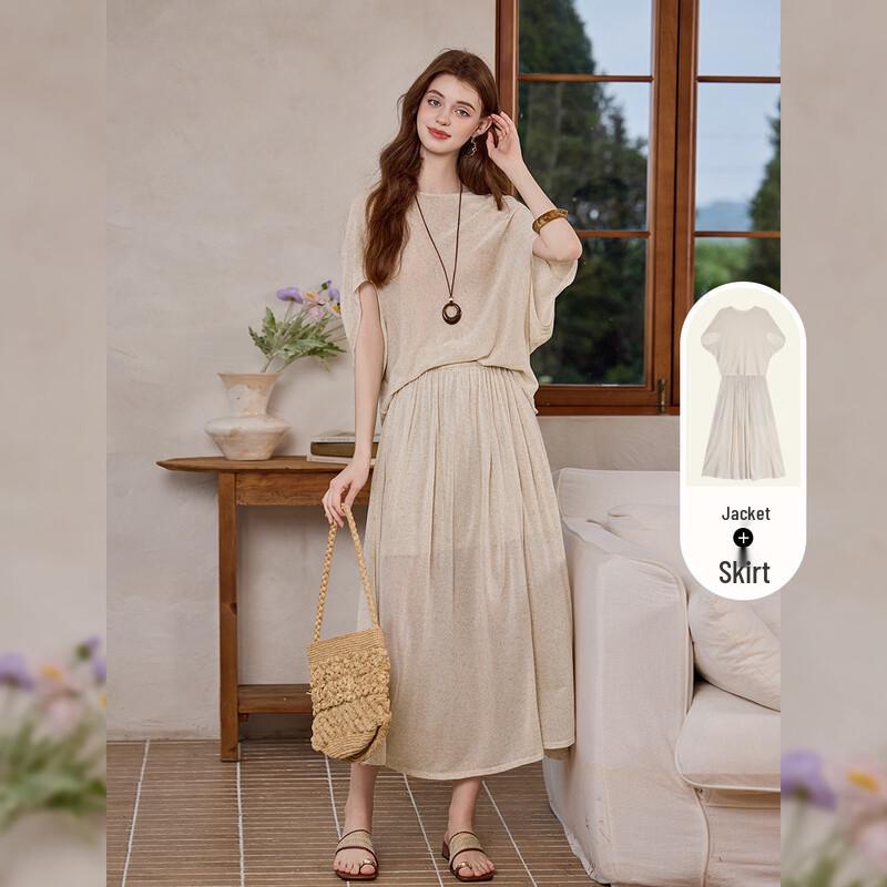 Bailuyu Gentle Batwing Sleeve Knitted Two-Piece Set S