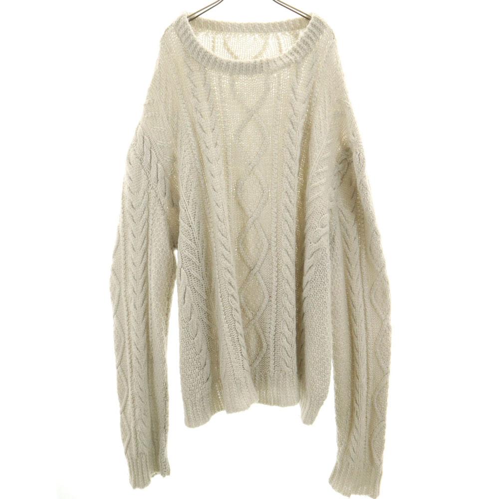 OLD 80s 90s Long Sleeve Oversized Silhouette Sweater Gray Knit Men's Used