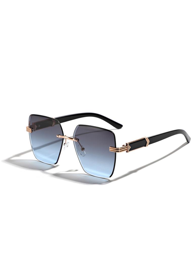 Glasses Borderless Diamond Cut Square Sunglasses Men'S Semi-Metal Sunglasses Women'S