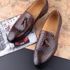 Mode Handgefertigt Bequem Lässig Lederschuhe Businessschuhe Herren Echtes Leder Quasten Loafer Kaffee Formeller Schuh Brogue Druck Männlich