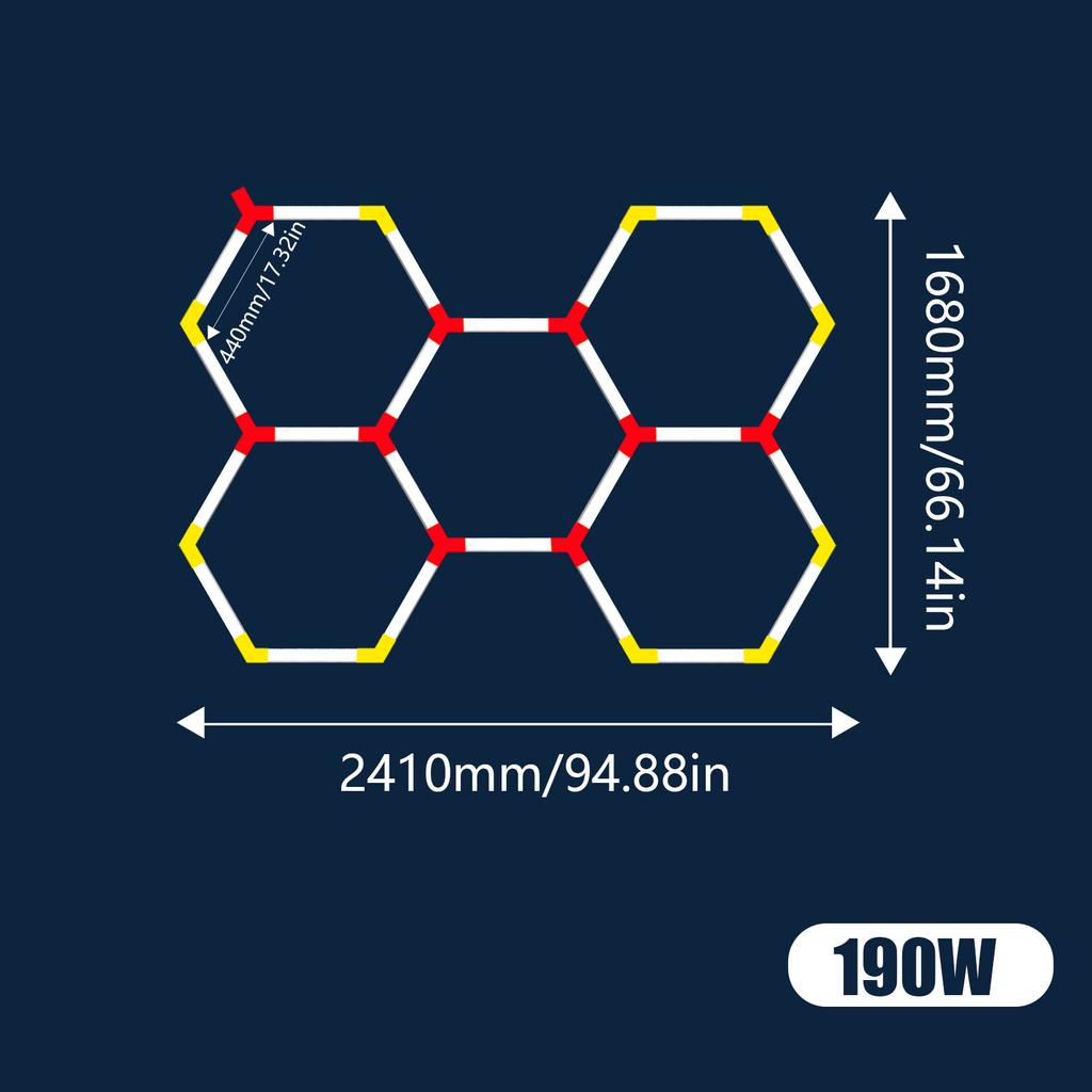 Hexagon LED Car Garage Light with Border 6500k Ceiling Light for Car Detailing Garage Workshop Gym Supermarket Barber Store Free