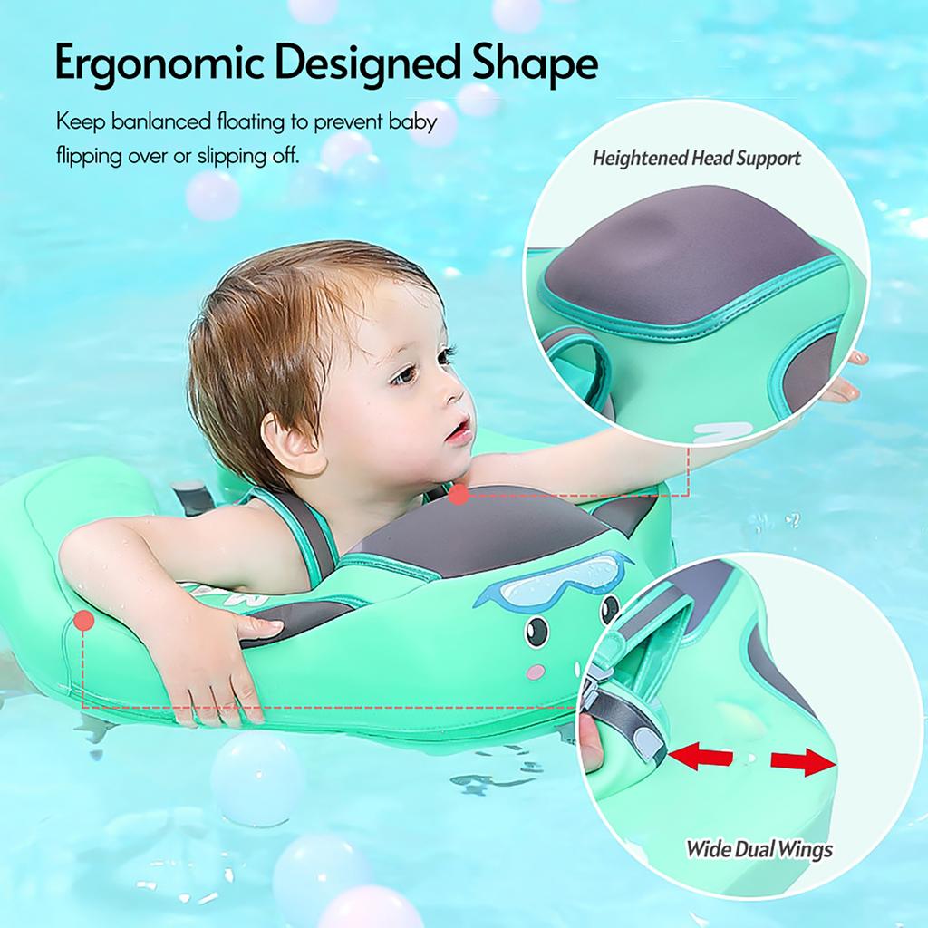 Non-Inflatable Baby   with Canopy Infant Lying Swimming   Pool Swim Trainer for 3-24 Months Baby