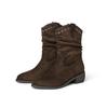 Soft velvet version~ retro suede thick heel thick sole pointed tip pleated piled boots women's autumn and winter temperament short boots