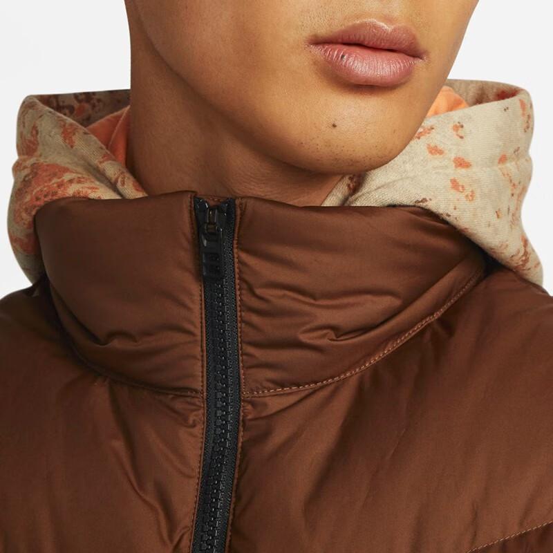 Nike Solid Color Sports Casual Stand Collar Down Vest With Zipper Men Vest Brown DV1136-259