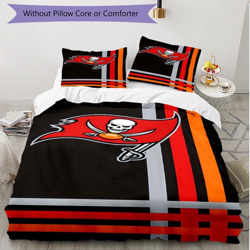 3pcs Duvet Cover Set (1*Duvet Cover + 2*Pillowcase, Without Core), Tampa Bay Buccaneers Print Soft All‑Season Bedding Set, Home Bedroom Decor Gift