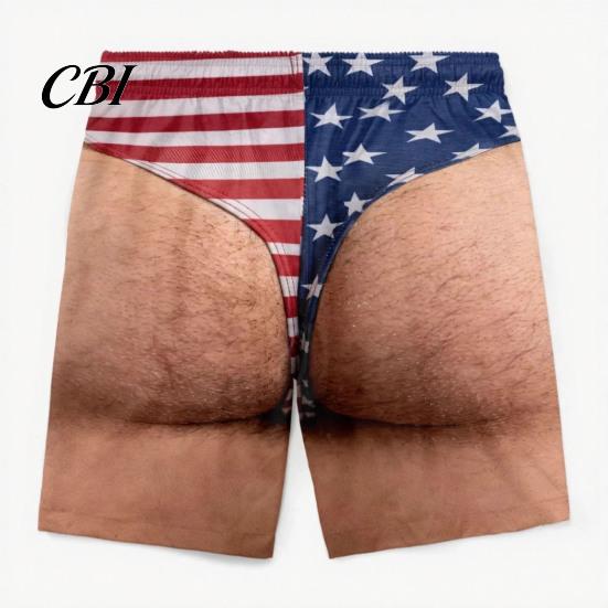 Patriottische Shorts Grappige Mannen Shorts, Amerikaanse Sterren en Strepen Zwembroek, Snel Droog Trekkoord Taille Board voor Zomer Strand