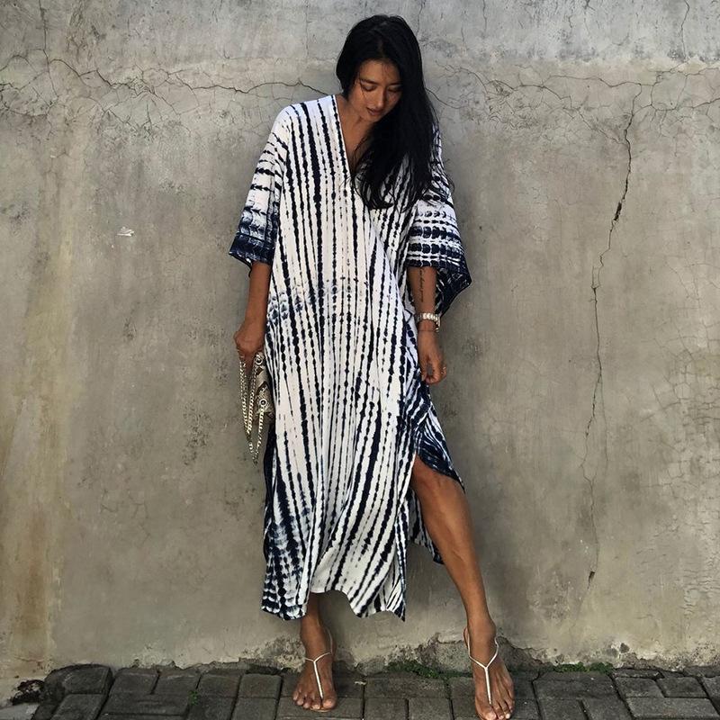 Dámské bikiny zahalovací plavky plážová maxi zavinovací sukně Sarong Kimono Kaftan Dressn