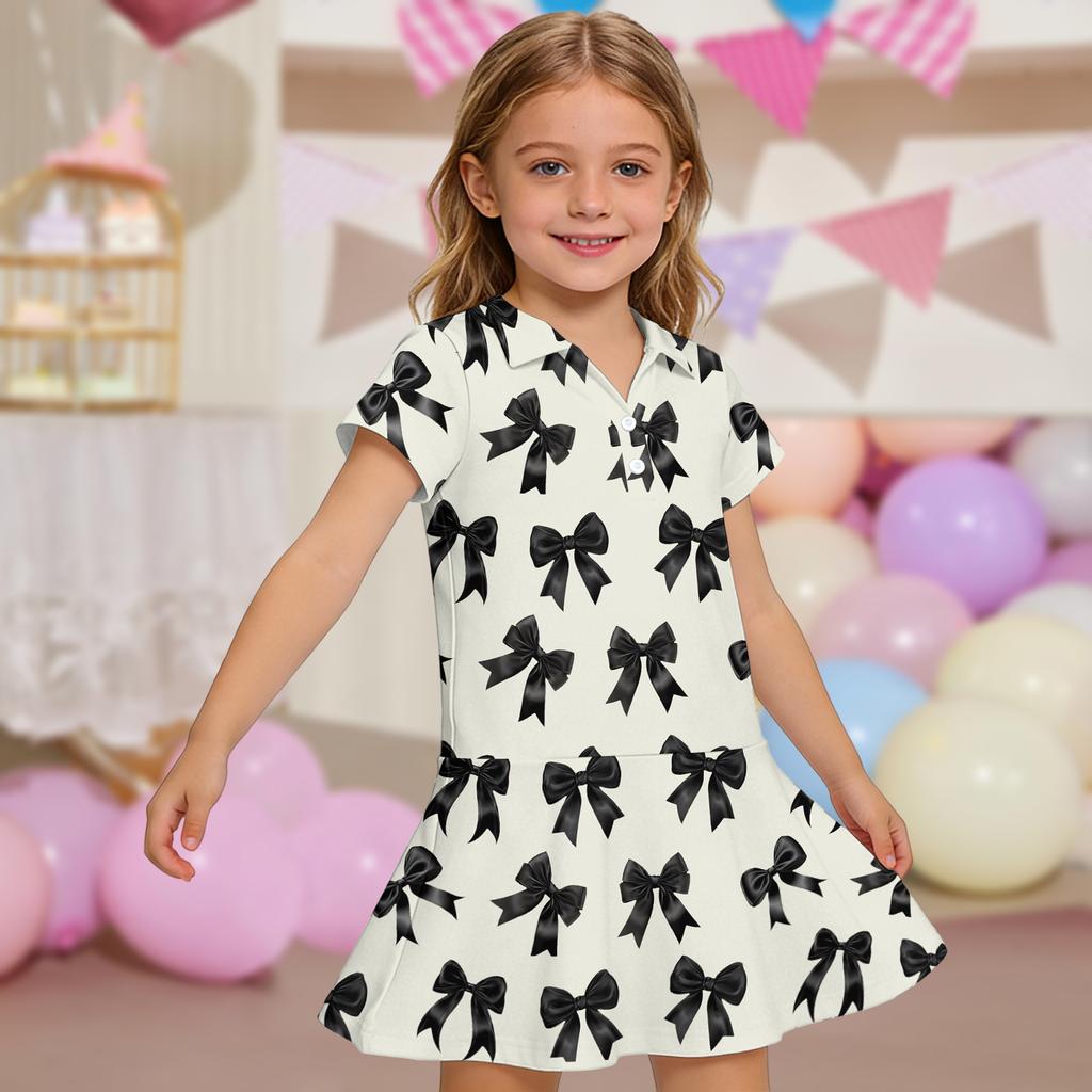 Kids' Dress - Short Sleeve Pocket Color Frock Kids' Collared Dress - Short Sleeve Pocket Frock