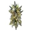 Xmas Stairway Wreath with 20 Lights 2M String Stair Railing Swag for Home Setting Holiday Decoration 60x35cm Golden