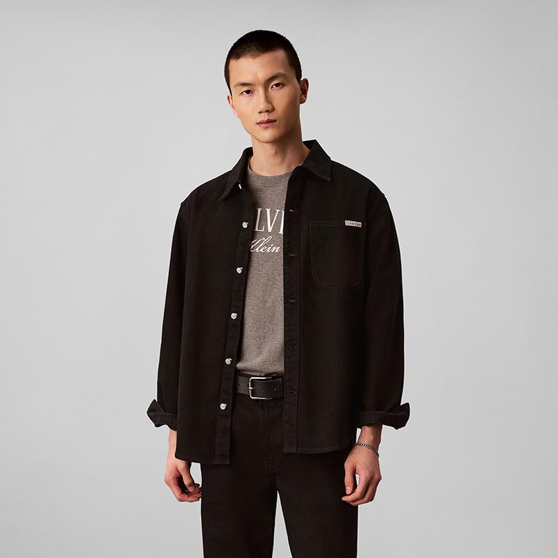 Calvin Klein Jeans American Vintage Practical Pocket Cotton Black Denim Shirt Men shirts 4LF755G