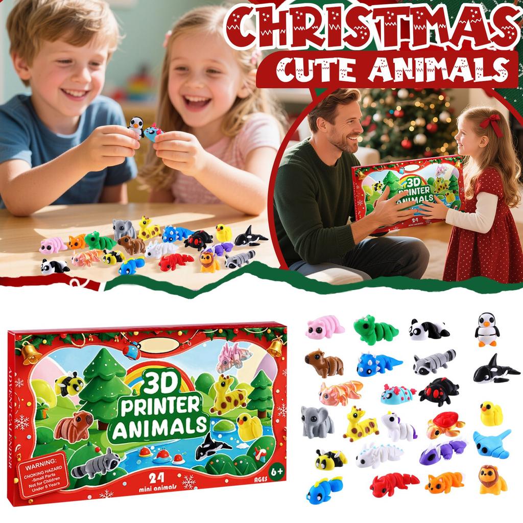 24pc Cute Animals Arrive Calendar 3D Christmas Countdown Calendar