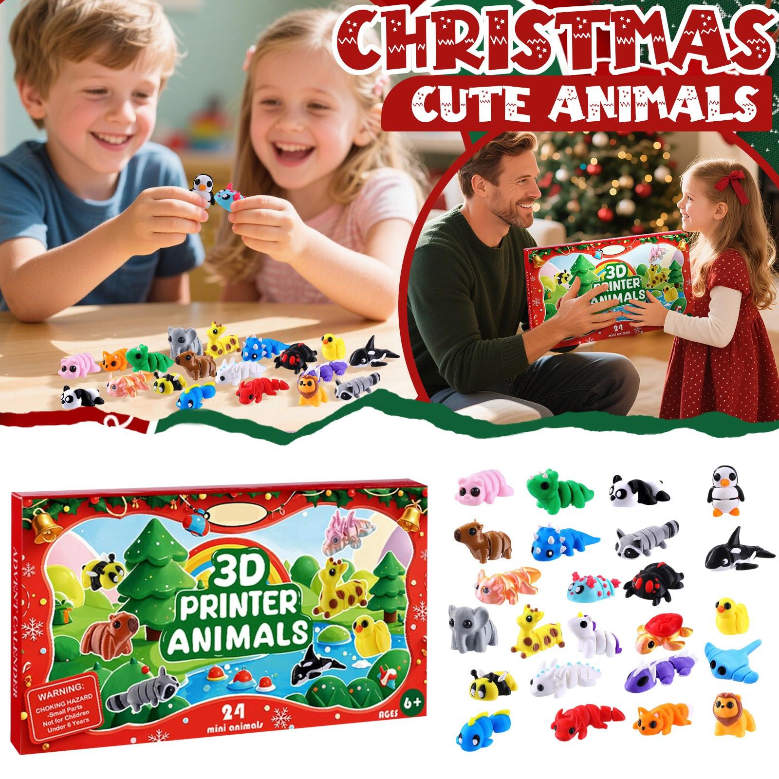 

24 шт. Милый адвент-календарь с животными 3D Рождественский календарь обратного отсчета One Size