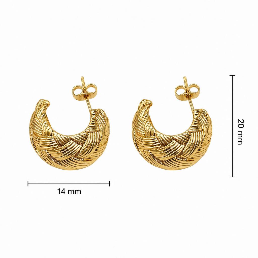 Gold Spherical Stud Earrings - Fashionable, High-End Stainless Steel Jewelry for a Chic Look