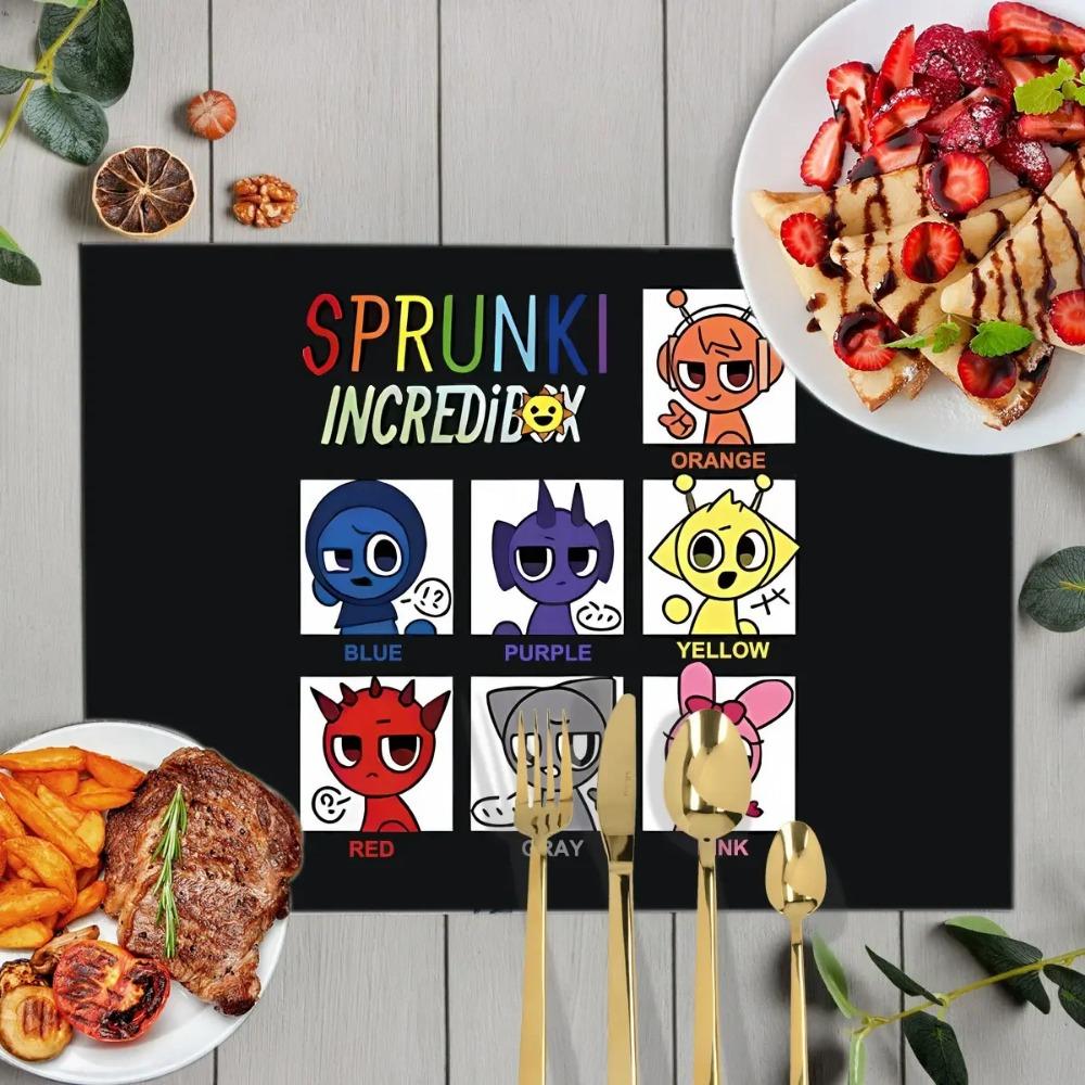 1 Stück Cartoon Sprunki Tischsets für das Essen Sprunki Incredibox Leinen Platzset Kaffeetassenuntersetzer Küchen Geschirrtrockenmatten