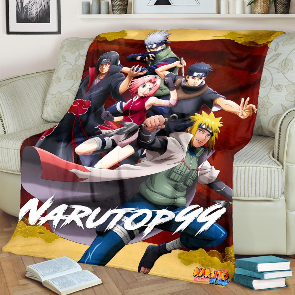 Anime-Naruto Print Blanket Warm Comfortable Flannel Blanket for Bedrooms, Sofas, Beds, Chairs, Picnics, Travel -LXR46