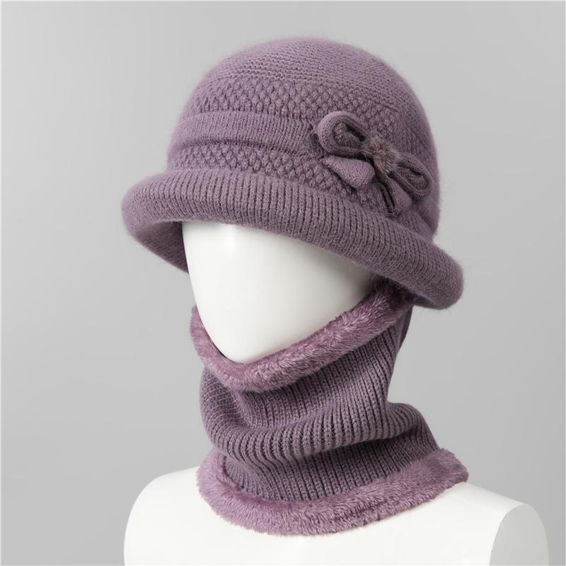Ji Grandma Hat Warm Rabbit Fur Hat Female Old Lady Mother Hat Fleece Basin Hat