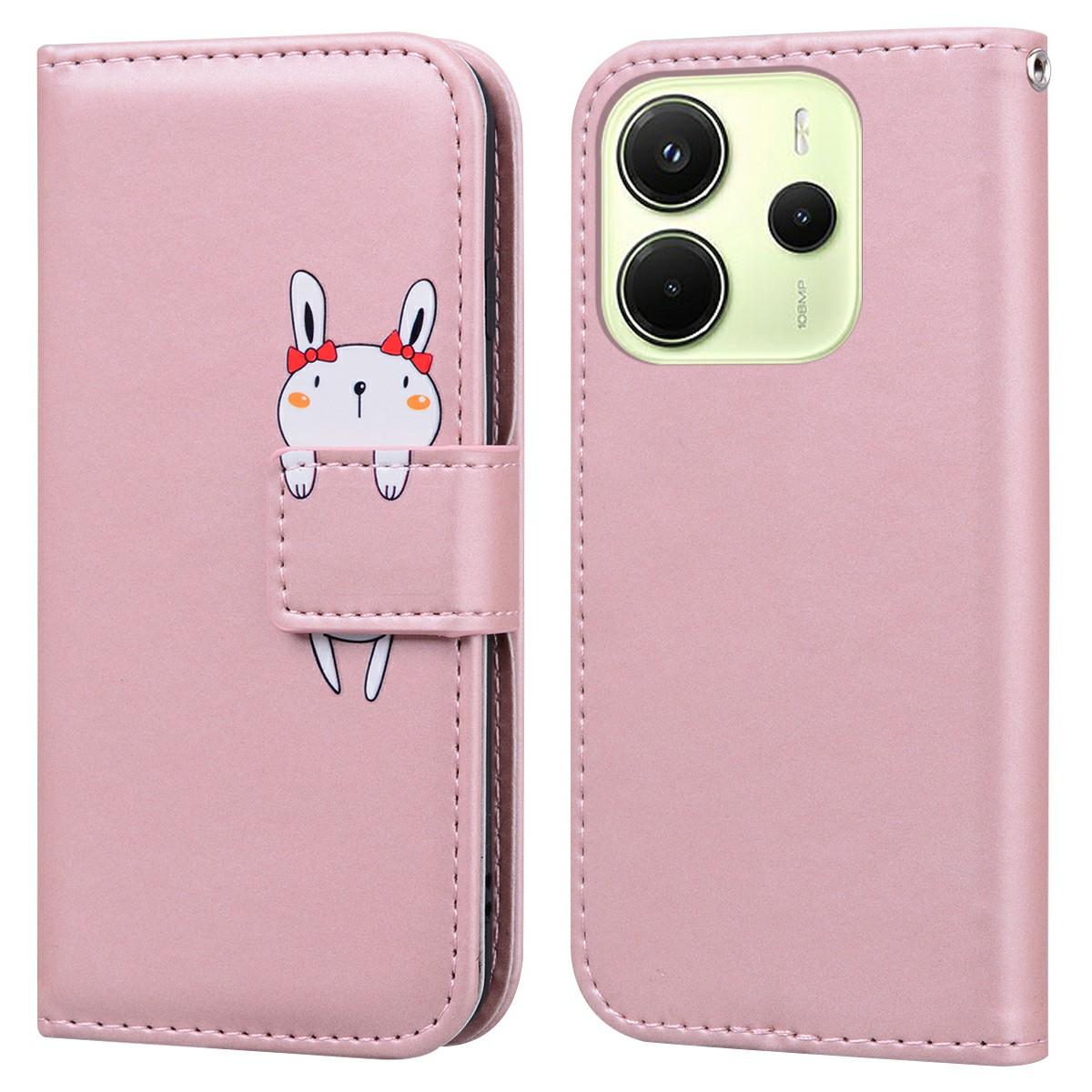 

For Xiaomi Redmi Note 14 4G (164.84mm) Case Cartoon Pattern Wallet Leather Phone Cover Pink