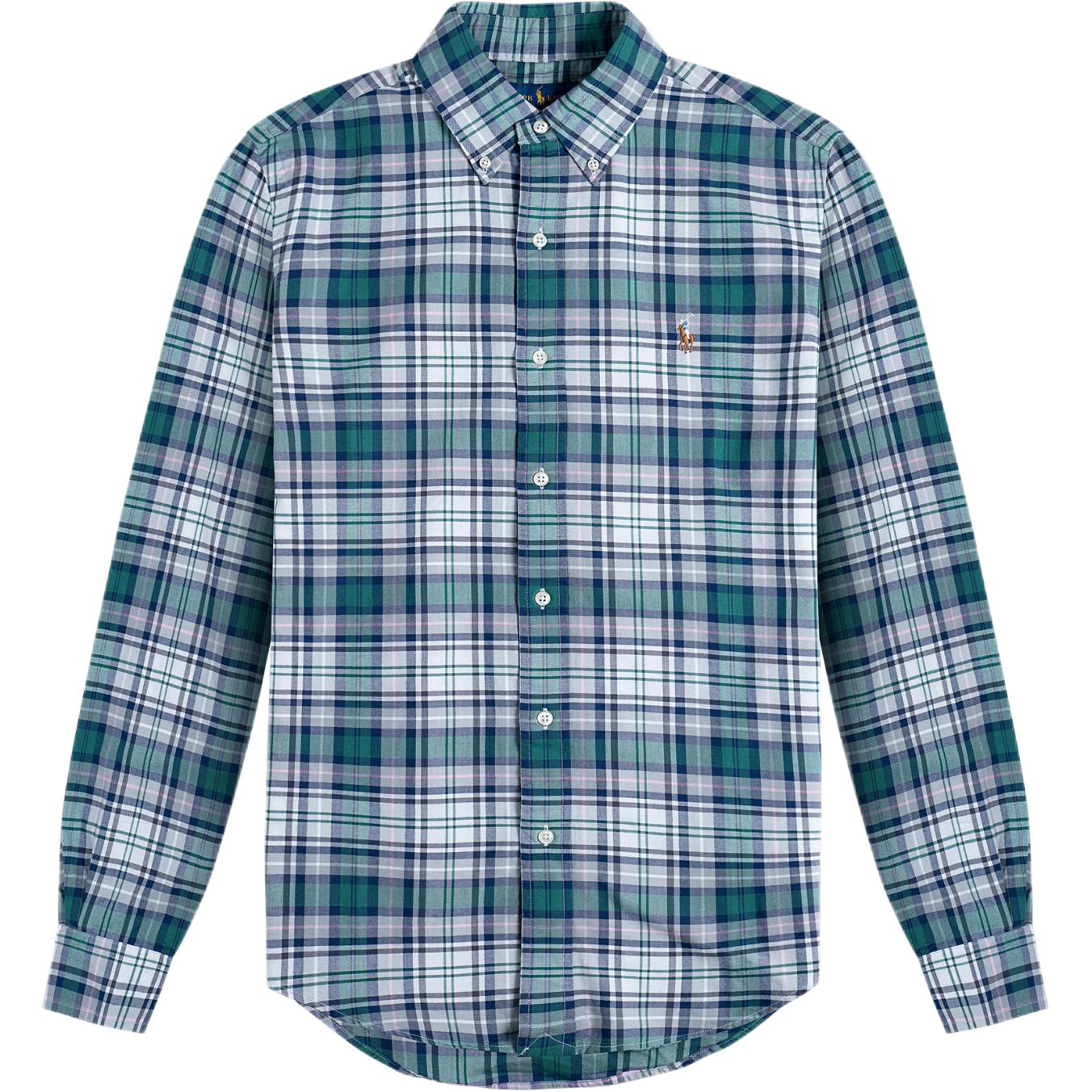 

Polo Ralph Lauren Клетчатая рубашка Оксфорд с длинным рукавом с вышивкой логотипа Pony Мужские рубашки Зеленый 710784298-015 XS