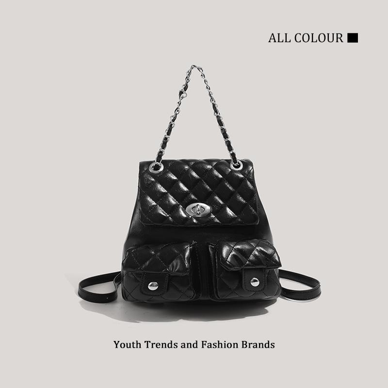 New Versatile Chain Backpack Student Large Capacity School Bag Fashion Trend Small Backpack