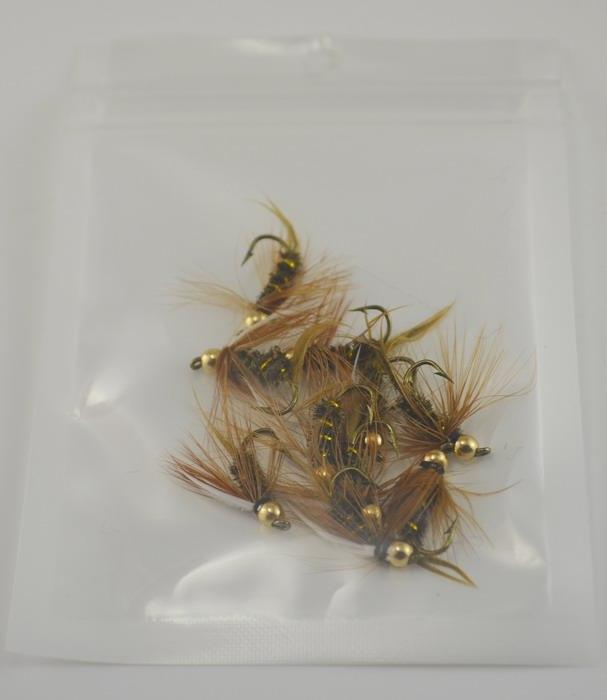 MNFT 10PCS 10# Brass Golden head Trout Grayling Fishing Flies Wet Fly Bead Head Prince Nymph
