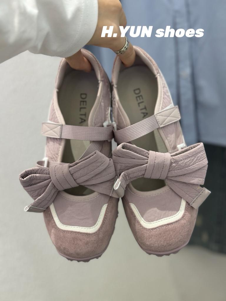 Dopamine style bow shallow mouth Mary Jane single shoes women's summer style o design ballet