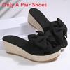 Summer Butterfly Bow Platform Slides With Rubber Sole For Womens Casual Comfort
