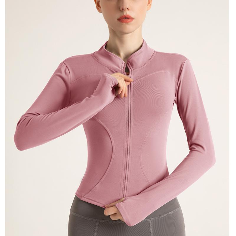 Slim Tracksuit Workout Top Fashion Female Training Jackets Zipper Long Sleeve Yoga Running Sports Coat