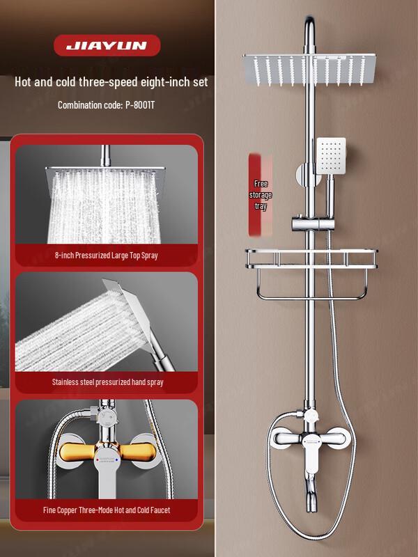 ZISIZ 304 Stainless Steel Thermostatic Square Shower Faucet Set