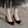 Samtrot Geburtsjahr High Heels 2025 Frühling neue Mode niedriger Absatz Metallkopf Xiuhe Hochzeitsschuhe einzelne Schuhe Frauen