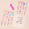 Press On Nails With Designs Long Rainbow Heart Nail False Nail With Sticker Glue French Peach Heart Cotton Cloud Arcrylic Nail Tips