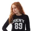 DKNY Womens/Ladies 1989 Logo Cropped Fitted Long-Sleeved T-Shirt