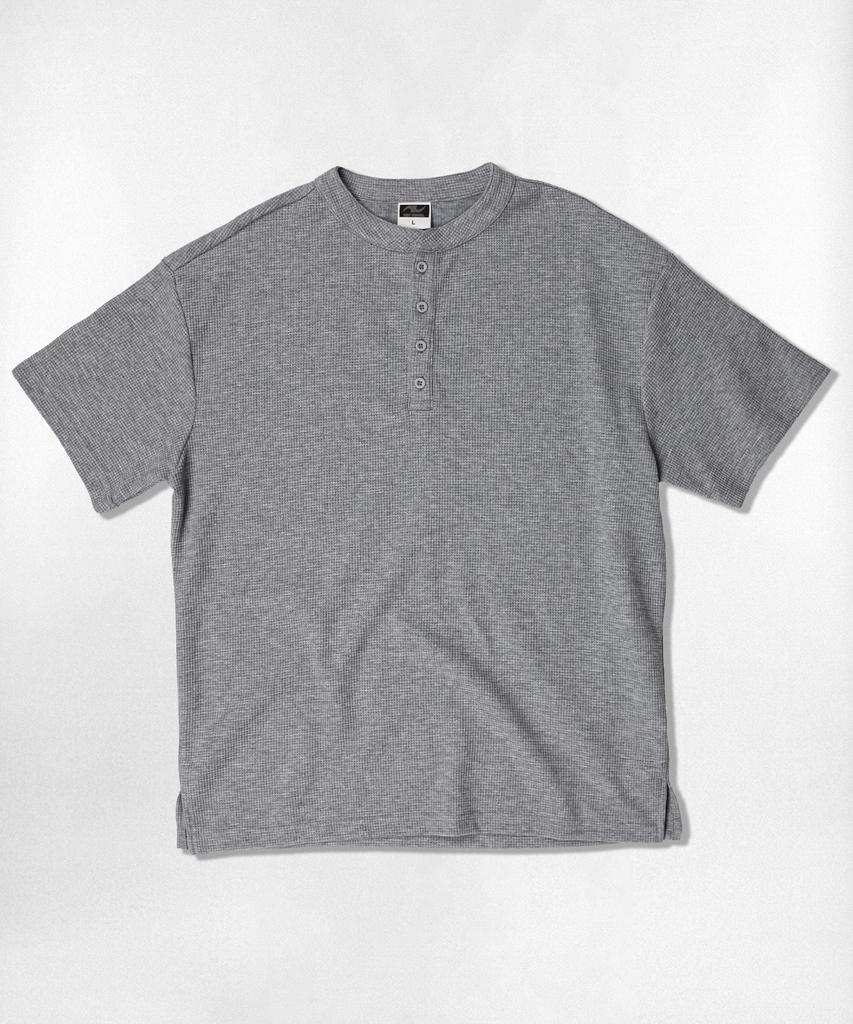 Nasyujeueol [2Pack] Usual Waffle Henley Neck Short Sleeve T-Shirt 3 Colors
